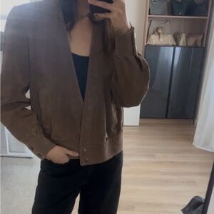 Vintage Jordache Brown Taupe Suede Jacket V neck wrap